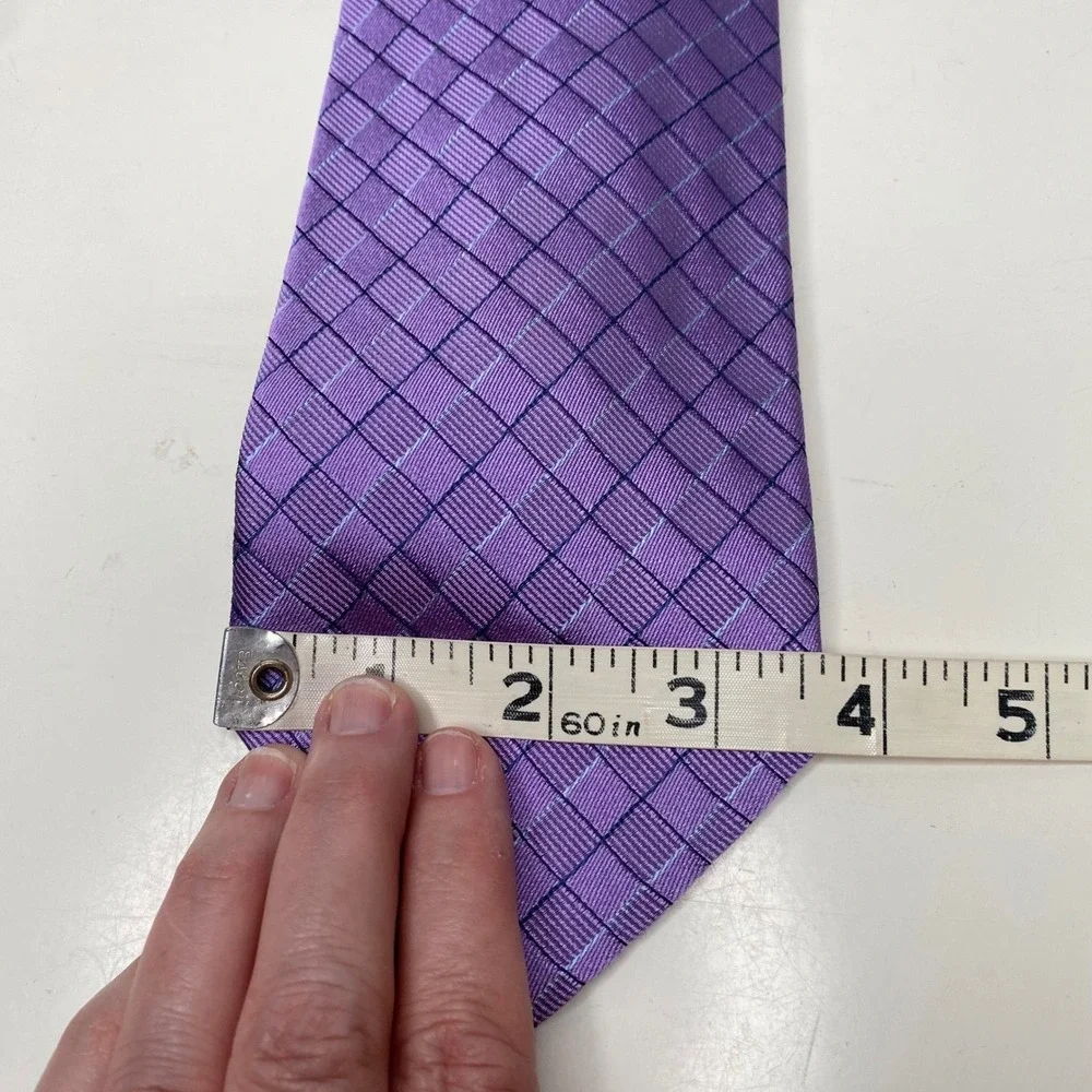 Holland & Sherry Savile Row London Purple Silk Diamond Weave Necktie‎ Handmade
